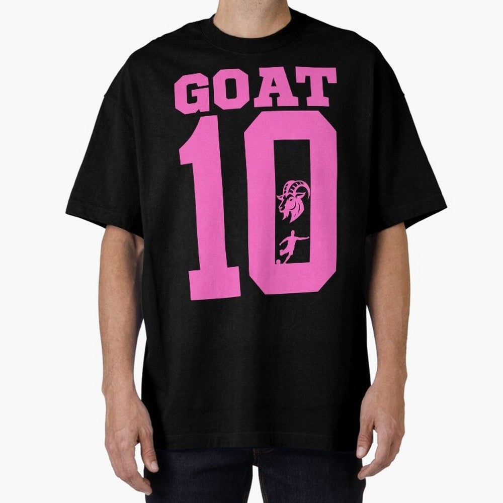 Miami Champions The Goat 10 Oversized T-Shirt Remember Iconic Moments from Global Football Passion for FIFA World Cup 2026 USA Canada Mexico, Celebrating Mbappe and Neymar, Portugal, Football Festival Excitement, Trophy Ambitions, Country Rivalries