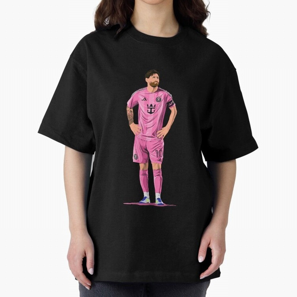 Lionel Messi Vector Oversized T-Shirt Step into FIFA World Cup 2026 Group Stage Highlighting Neymar, Haaland and Cristiano Ronaldo, Brazil, Portugal and Argentina Energy, Football History, Final Match Energy, Crowd Noise and Once in a Lifetime