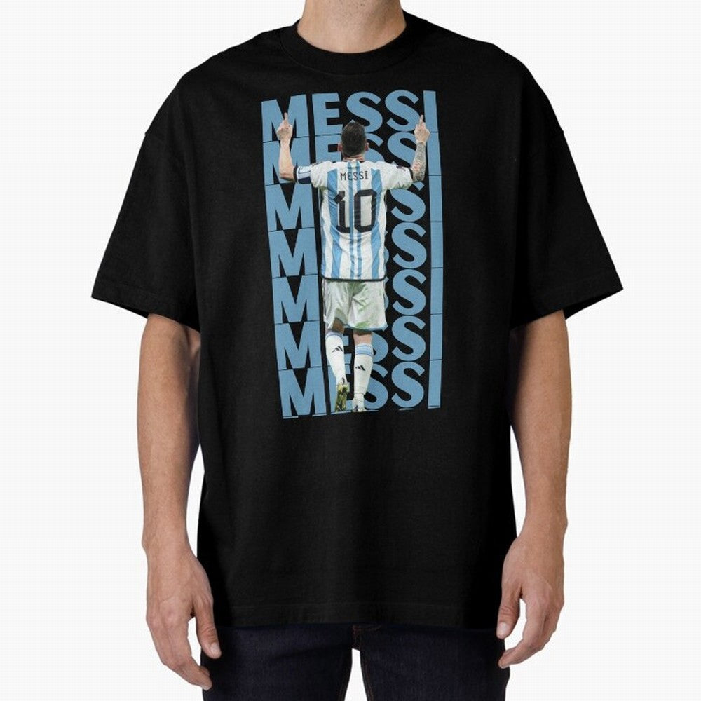 Lionel Messi | 10 | Argentina | Barcelona | Goat Oversized T-Shirt Elevate FIFA World Cup 2026 Group Stage Spirit, Inspired by Brazil, Portugal and Argentina, Messi, Neymar and Mbappe, Retro Football Energy, Iconic Rivalries, Trophy Chase Drama and