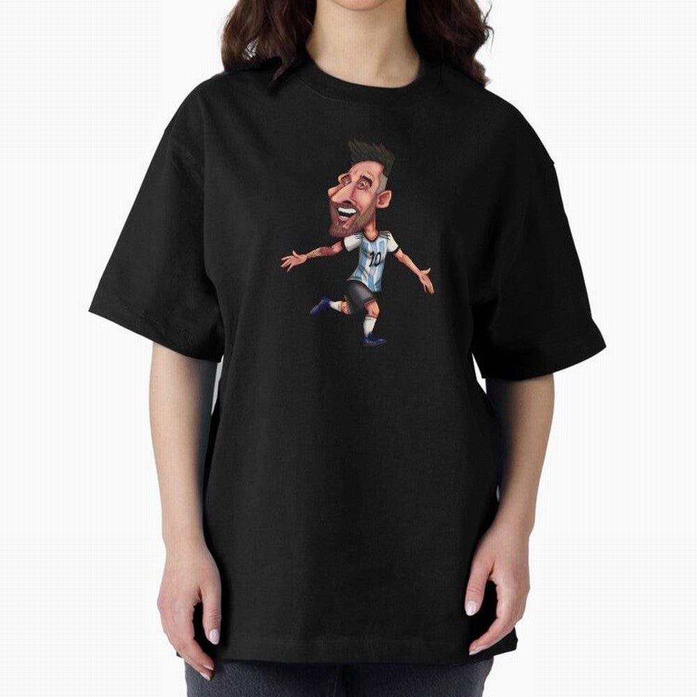 Lionel Messi Sticker Oversized T-Shirt Stand Out with Spirit from FIFA World Cup 2026 Group Stage Highlighting Messi and Cristiano Ronaldo, Portugal Energy, Supporter Pride, Iconic Celebrations, Legendary Names and Global Match Day Energy; Perfect