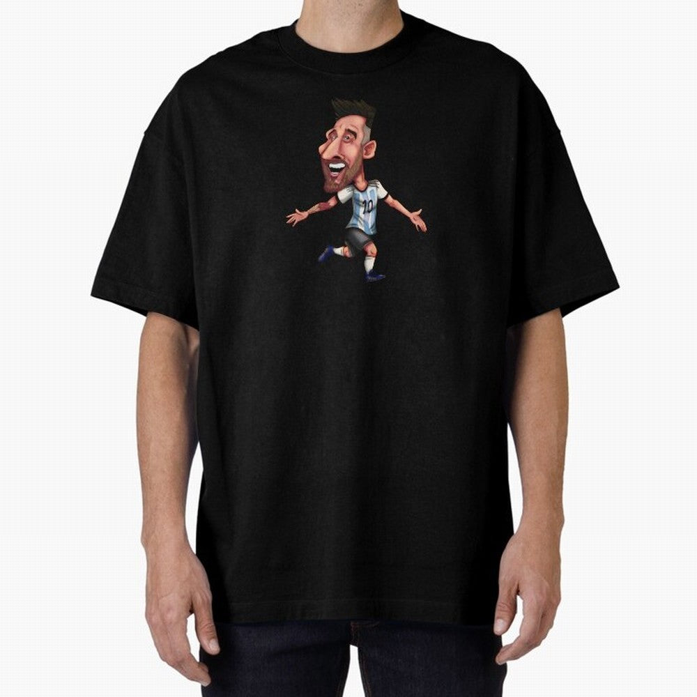 Lionel Messi Sticker Oversized T-Shirt Stand Out with Spirit from FIFA World Cup 2026 Group Stage Highlighting Messi and Cristiano Ronaldo, Portugal Energy, Supporter Pride, Iconic Celebrations, Legendary Names and Global Match Day Energy; Perfect