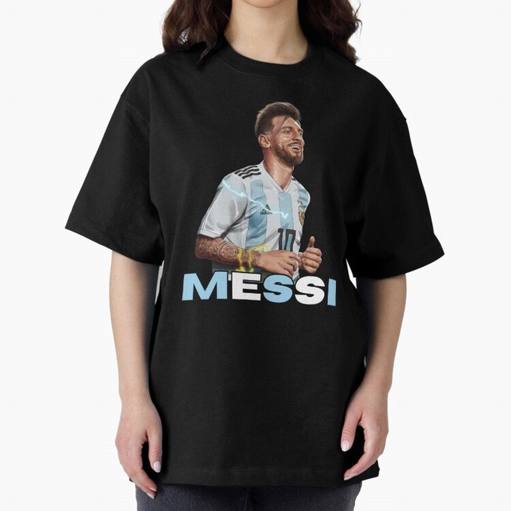 Lionel Messi Oversized T-Shirt Celebrate Golden Goal Energy in FIFA World Cup 2026 Group Stage for Fans of Cristiano Ronaldo, Haaland and CR7 and England, Bringing Match Day Excitement, Supporter Culture, Golden Goals and Global Football Passion;