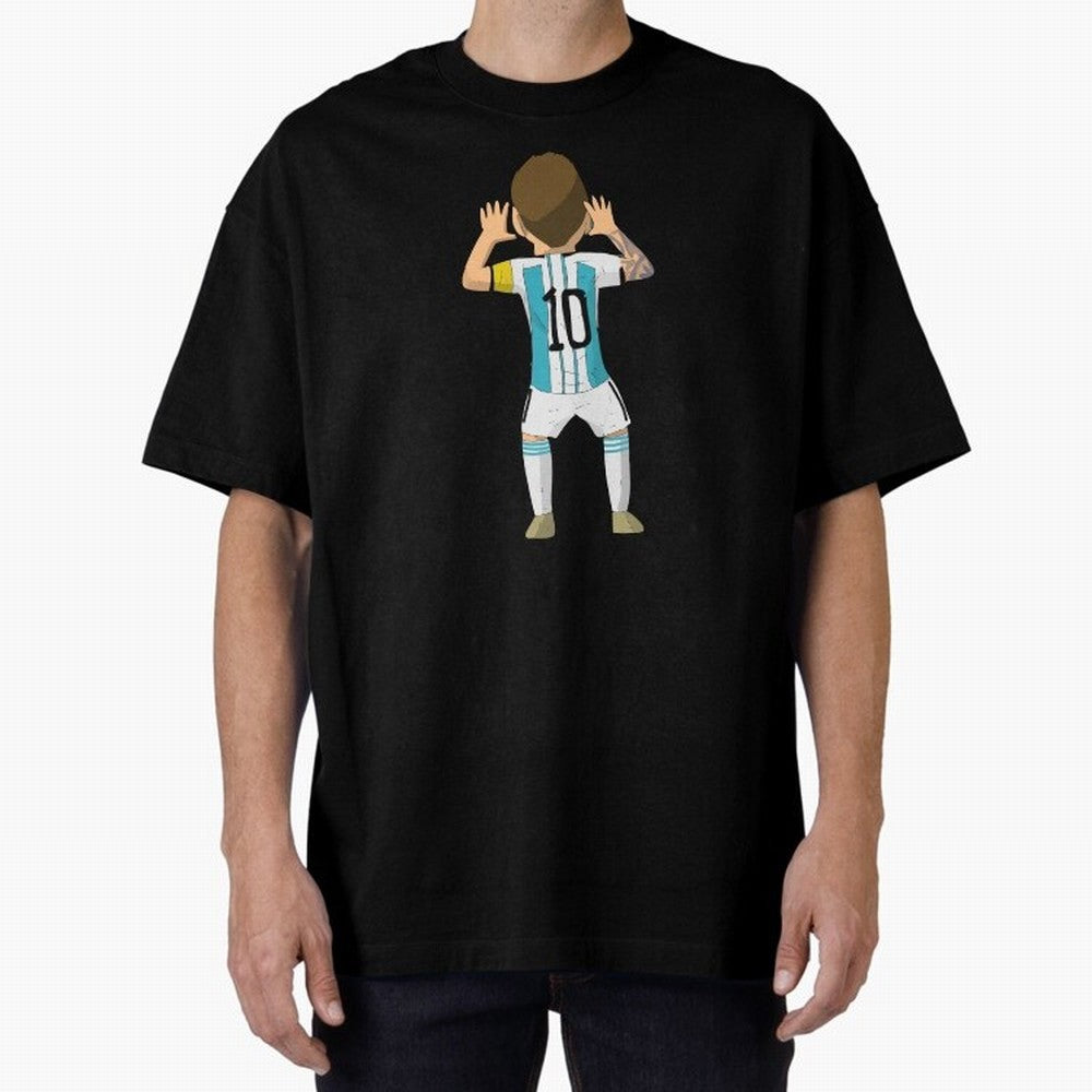 Cartoon Illustration Messi vs Netherlands World Cup Qatar 2022 Oversized T-Shirt Relive the Noise and Pride of FIFA World Cup 2026 Driven by Messi, CR7 and Mbappe, Germany Energy, Classic Soccer Heritage, Championship Pressure, Fan Loyalty and
