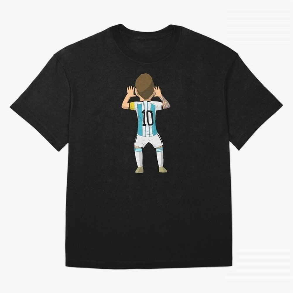 Cartoon Illustration Messi vs Netherlands World Cup Qatar 2022 Oversized T-Shirt Relive the Noise and Pride of FIFA World Cup 2026 Driven by Messi, CR7 and Mbappe, Germany Energy, Classic Soccer Heritage, Championship Pressure, Fan Loyalty and