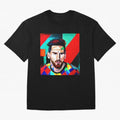 colorful Messi Oversized T-Shirt Stand with Match Day Hype around FIFA World Cup 2026, Messi, CR7 and Mbappe, Brazil, Portugal and Argentina, Match Day Excitement, Supporter Culture, Golden Goals and Global Football Passion; Created for Match Day