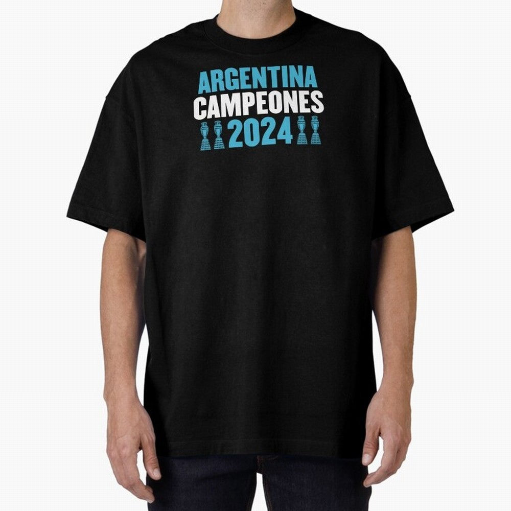 Argentina Campeones 2024 Oversized T-Shirt Share the Excitement of Global Football Passion for FIFA World Cup 2026 Group Stage, with Haaland and Mbappe, Spain and Netherlands, Champion Mindset, Group Stage Buzz, Knockout Tension and Passionate Fan