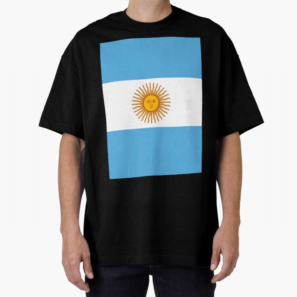 Argentina Oversized T-Shirt Celebrate Football Heritage in FIFA World Cup 2026 USA Canada Mexico for Fans of Messi, Neymar and Mbappe and Argentina, Bringing Soccer Culture, Superstar Moments, National Team Dreams and Competitive Fire; Ideal for