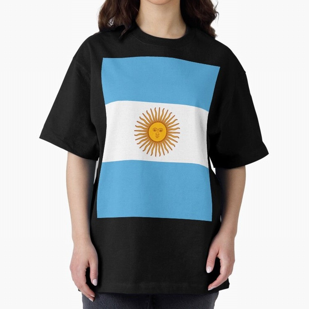 Argentina Oversized T-Shirt Celebrate Football Heritage in FIFA World Cup 2026 USA Canada Mexico for Fans of Messi, Neymar and Mbappe and Argentina, Bringing Soccer Culture, Superstar Moments, National Team Dreams and Competitive Fire; Ideal for