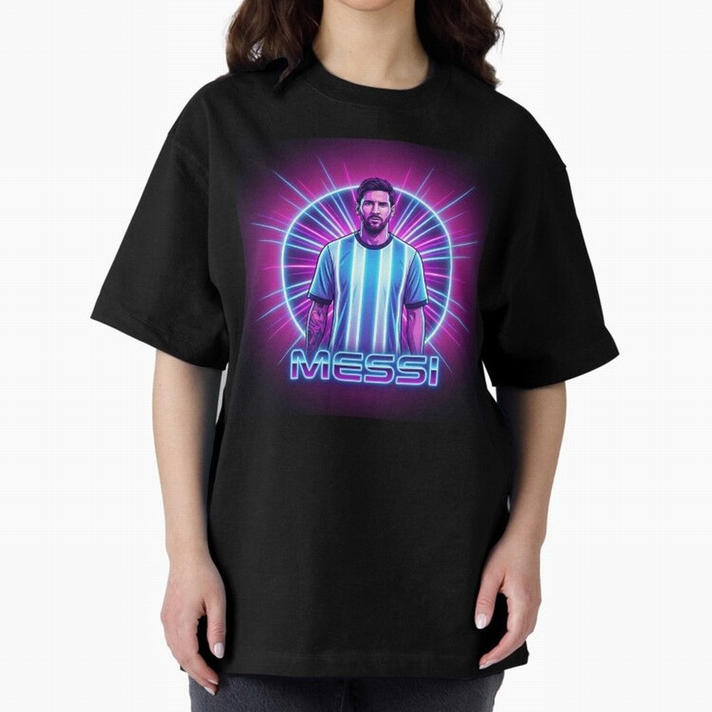 ?Argentina Football Legend Messi Cyberpunk Retro Futurist Design (Version 4) Classic T-Shirt Unlock the FIFA World Cup 2026 Group Stage Journey through Messi and Cristiano Ronaldo Highlights, Germany Pride, Stadium Chants, National Pride, Trophy