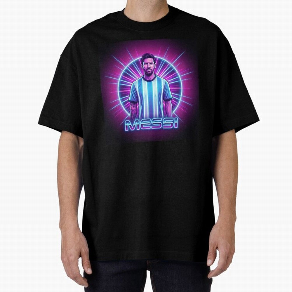 ?Argentina Football Legend Messi Cyberpunk Retro Futurist Design (Version 4) Classic T-Shirt Unlock the FIFA World Cup 2026 Group Stage Journey through Messi and Cristiano Ronaldo Highlights, Germany Pride, Stadium Chants, National Pride, Trophy