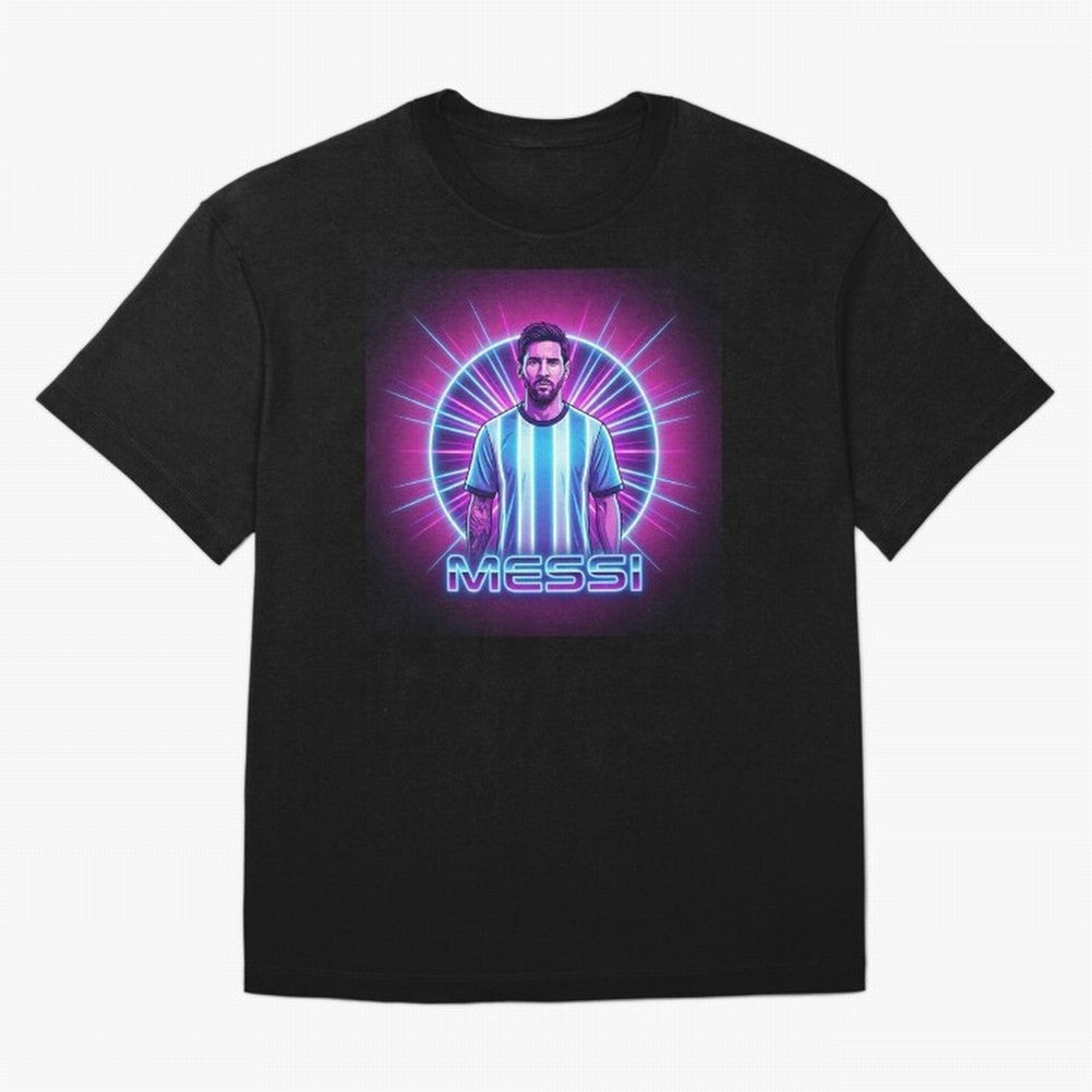 ?Argentina Football Legend Messi Cyberpunk Retro Futurist Design (Version 4) Classic T-Shirt Unlock the FIFA World Cup 2026 Group Stage Journey through Messi and Cristiano Ronaldo Highlights, Germany Pride, Stadium Chants, National Pride, Trophy