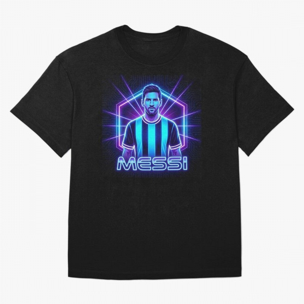 ?Argentina Football Legend Messi Cyberpunk Retro Futurist Design (Version 2) Classic T-Shirt Bring Home Match Day Hype around FIFA World Cup 2026, Mbappe, Argentina and Brazil, Stadium Chants, National Pride, Trophy Dreams and Unforgettable