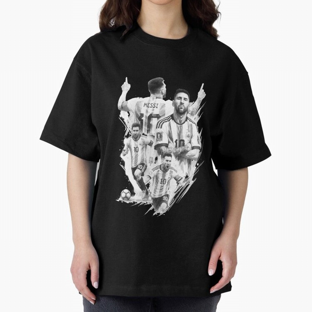 BLACK WHITE Lionel Messi watercolor illustration Classic T-Shirt Experience the Global Stage of FIFA World Cup 2026 USA Canada Mexico Spirit, Built around Spain, Neymar, Haaland and Cristiano Ronaldo, Global Supporter Spirit, Legendary Goals,
