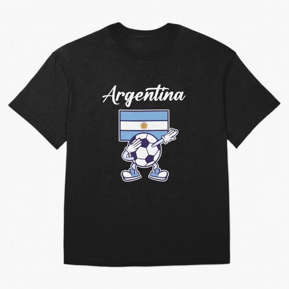 ARGENTINA - Dabbing Football Soccer Ball - ARGENTINA Oversized T-Shirt Bring Match Day Fire to FIFA World Cup 2026 Group Stage Spirit, Highlighting England and Germany, Messi and Cristiano Ronaldo, Retro Football Energy, Iconic Rivalries, Trophy