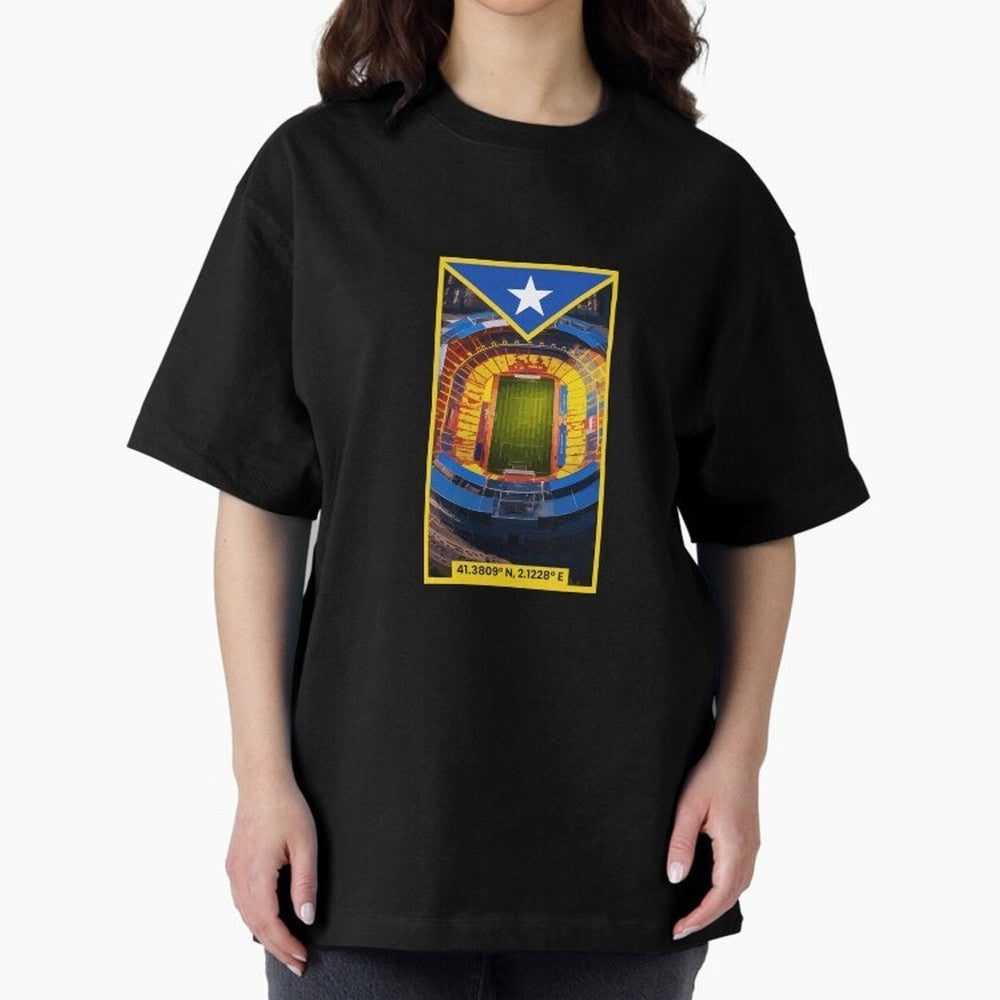 Barcelona Stadium Coordinates Graphic Essential T-Shirt Experience the Global Stage of Global Football Passion for FIFA World Cup 2026 USA Canada Mexico, Capturing Messi, Germany, Stadium Memories, Football Loyalty, International Chants and