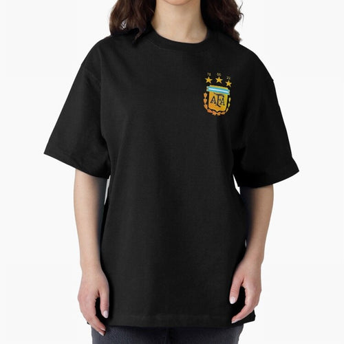 AFA ARGENTINA CHAMPION QATAR 2022 3 STARS Oversized T-Shirt Represent FIFA World Cup 2026 Spirit, Highlighting Argentina and Brazil, Messi, CR7 and Mbappe, Vintage Soccer Flavor, Modern Football Stars, National Flags and Final Night Emotion; Made