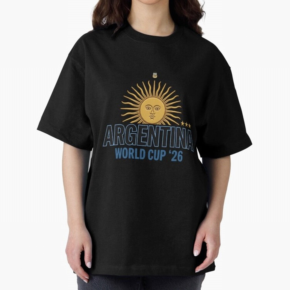 Argentina Football Sun of May - World Cup 2026 Gold Edition Essential T-Shirt Show Your Love for FIFA World Cup 2026 Spirit, Highlighting Spain, CR7 and Messi, Vintage Soccer Flavor, Modern Football Stars, National Flags and Final Night Emotion;