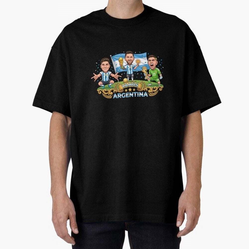 Argentina World Champions Messi Cartoon Classic T-Shirt Turn Football Passion into FIFA World Cup 2026 USA Canada Mexico Driven by CR7, England, France and Netherlands Energy, Classic Soccer Heritage, Championship Pressure, Fan Loyalty and