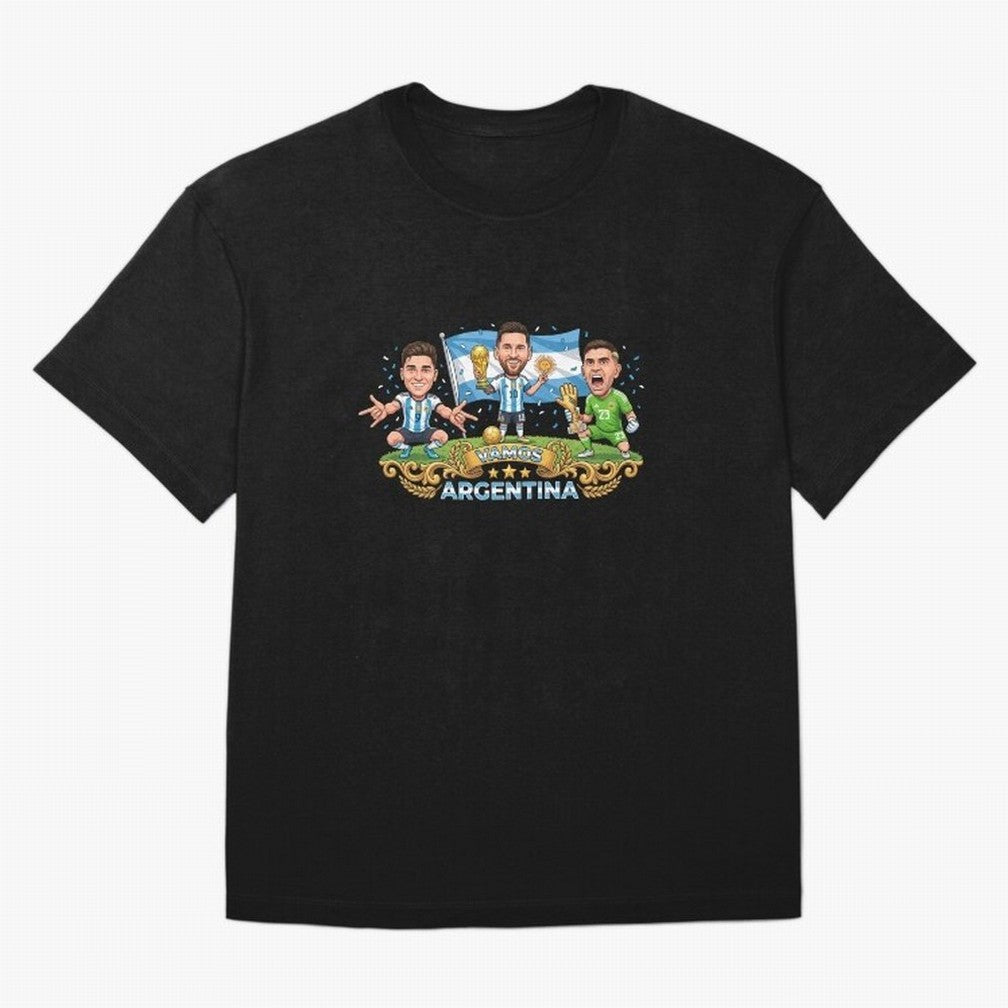 Argentina World Champions Messi Cartoon Classic T-Shirt Turn Football Passion into FIFA World Cup 2026 USA Canada Mexico Driven by CR7, England, France and Netherlands Energy, Classic Soccer Heritage, Championship Pressure, Fan Loyalty and