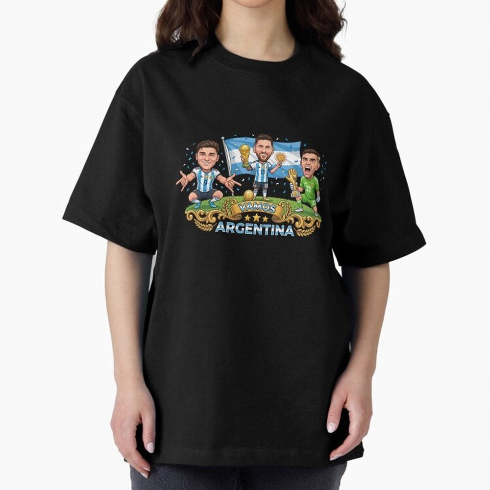 Argentina World Champions Messi Cartoon Classic T-Shirt Turn Football Passion into FIFA World Cup 2026 USA Canada Mexico Driven by CR7, England, France and Netherlands Energy, Classic Soccer Heritage, Championship Pressure, Fan Loyalty and