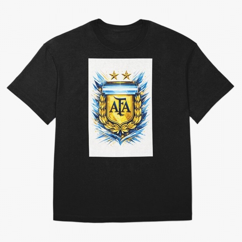 Argentina champions AFA crest gold blue soccer design Oversized T-Shirt Celebrate Football Dreams Across FIFA World Cup 2026 Group Stage Spirit, Capturing England, Messi and Cristiano Ronaldo, Goal Celebration Energy, Supporter Heritage, Football