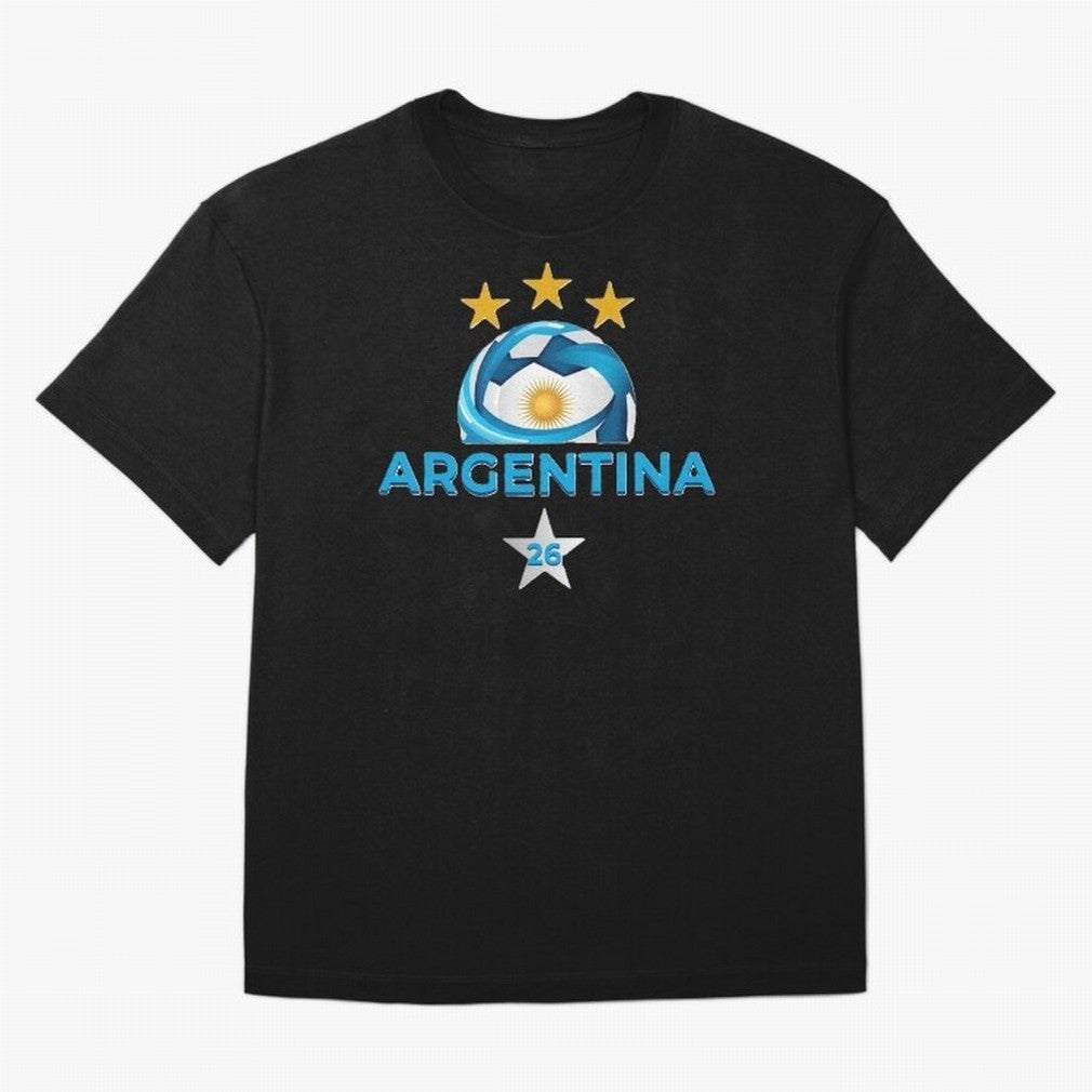 Argentina 2026 Stars Oversized T-Shirt Honor Football Greatness during FIFA World Cup 2026 for Fans of Mbappe and Brazil, Bringing Football History, Final Match Energy, Crowd Noise and Once in a Lifetime Moments; Perfect for Supporters Who Want