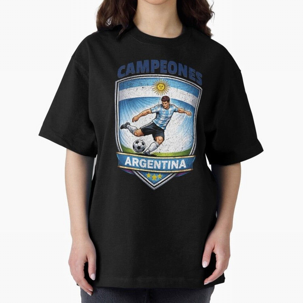 Argentina Vintage Soccer Badge - Campeones 3 Stars Essential T-Shirt Support Your Favorite Stars during the FIFA World Cup 2026 USA Canada Mexico Journey through Messi, Neymar and Mbappe Highlights, Argentina, France and Brazil Pride, Vintage