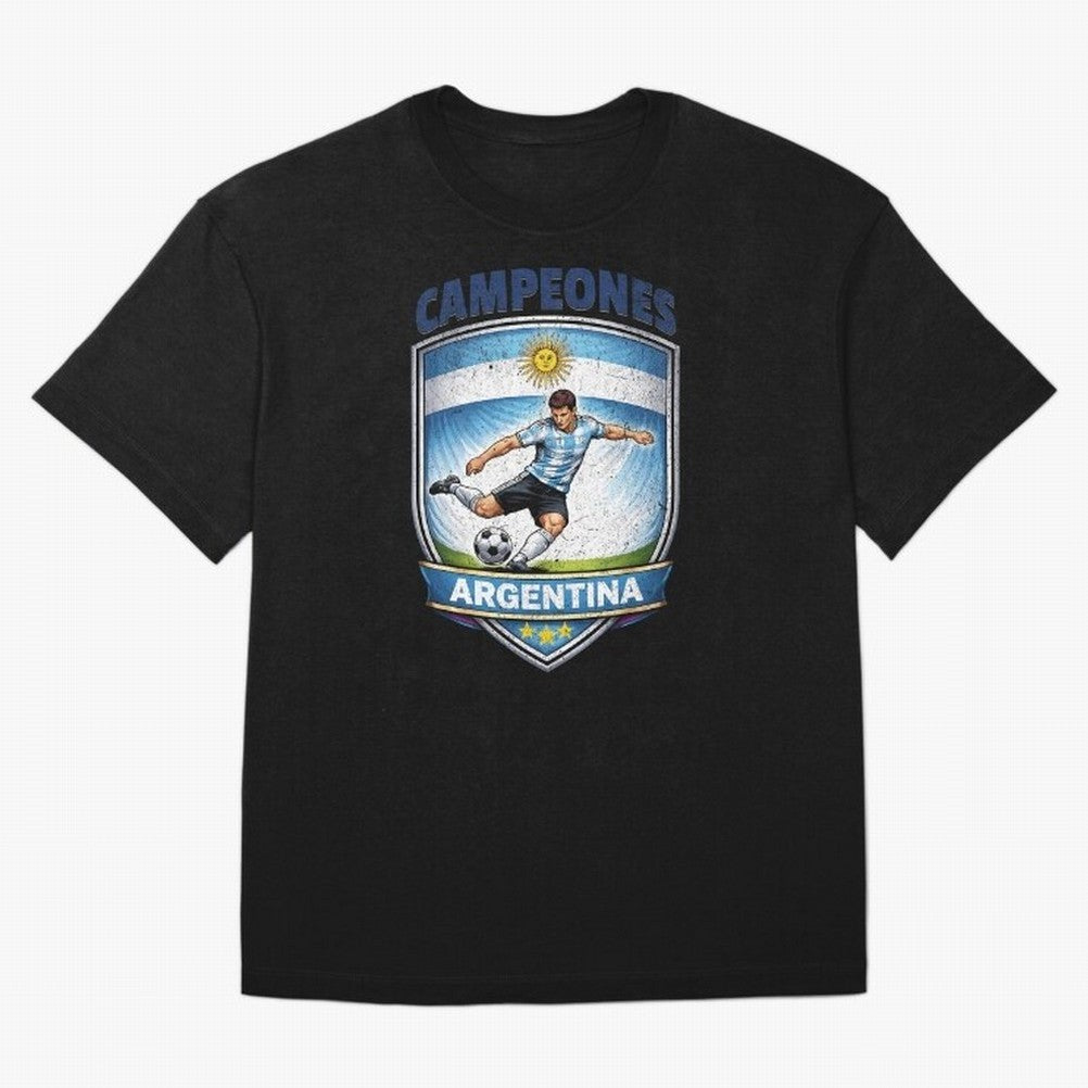 Argentina Vintage Soccer Badge - Campeones 3 Stars Essential T-Shirt Support Your Favorite Stars during the FIFA World Cup 2026 USA Canada Mexico Journey through Messi, Neymar and Mbappe Highlights, Argentina, France and Brazil Pride, Vintage