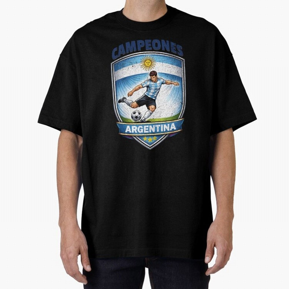 Argentina Vintage Soccer Badge - Campeones 3 Stars Essential T-Shirt Support Your Favorite Stars during the FIFA World Cup 2026 USA Canada Mexico Journey through Messi, Neymar and Mbappe Highlights, Argentina, France and Brazil Pride, Vintage