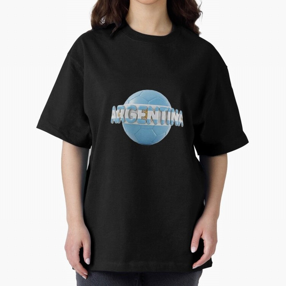 Argentina Soccer World Cup Oversized T-Shirt Celebrate Golden Goal Energy in Global Football Passion for FIFA World Cup 2026, Highlighting Mbappe, Spain and Netherlands, Retro Football Energy, Iconic Rivalries, Trophy Chase Drama and Stadium