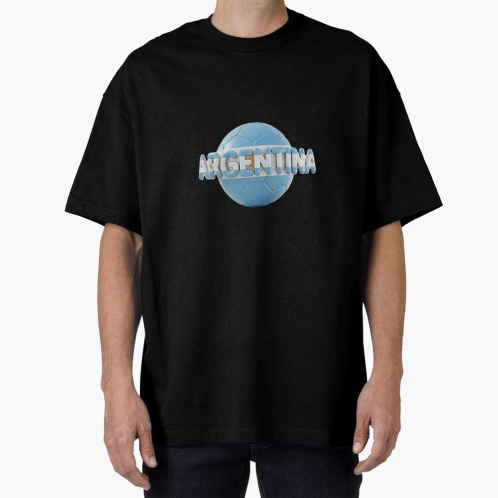 Argentina Soccer World Cup Oversized T-Shirt Celebrate Golden Goal Energy in Global Football Passion for FIFA World Cup 2026, Highlighting Mbappe, Spain and Netherlands, Retro Football Energy, Iconic Rivalries, Trophy Chase Drama and Stadium