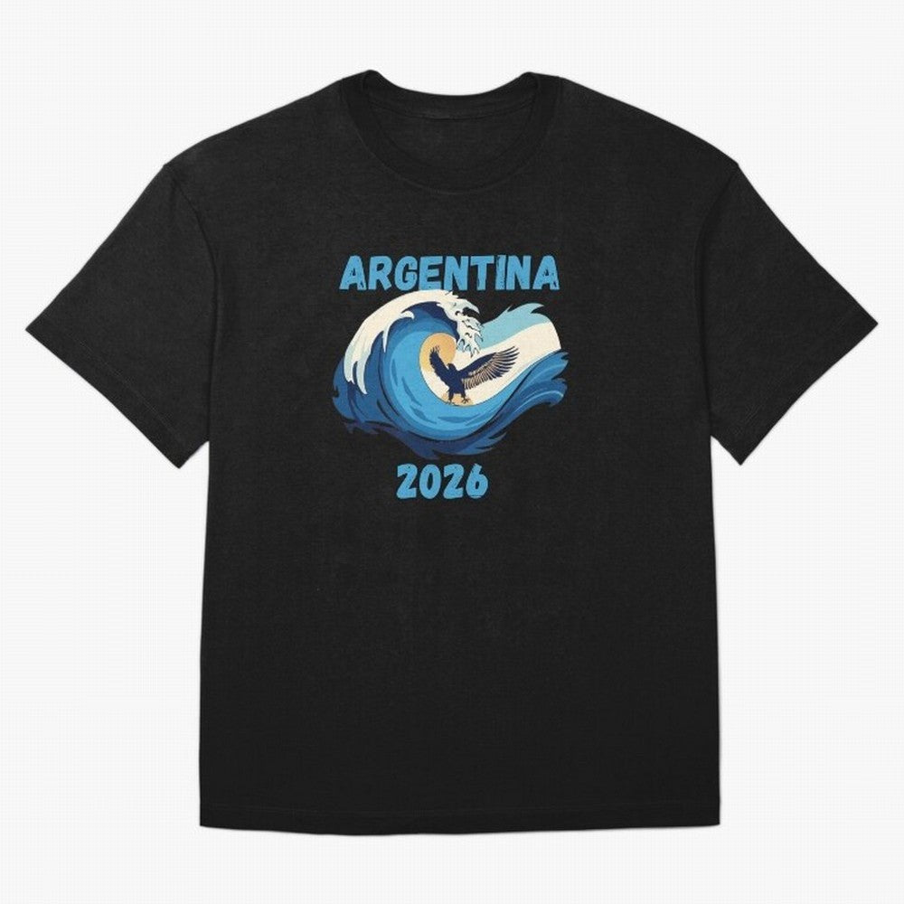 Camiseta y Calcoman¨ªa Argentina - Dise?o Bandera Albiceleste para Hinchas. Oversized T-Shirt Feel the Trophy Chase of FIFA World Cup 2026 Group Stage for Fans of Messi and Spain, Bringing Football Passion, Legendary Performances, Festival Vibes