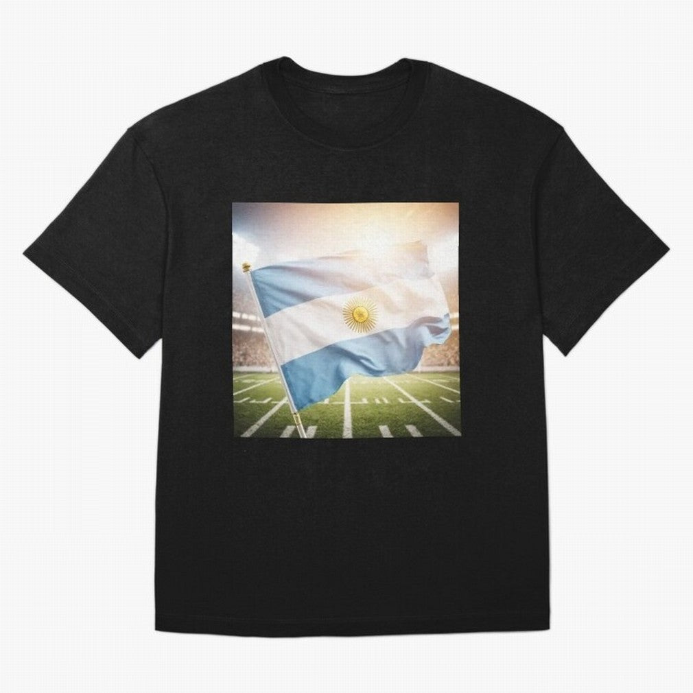 Argentina Flag 3D Football Design ¨C Supporters Argentina Classic T-Shirt Carry the FIFA World Cup 2026 Group Stage Journey through Messi Highlights, Portugal, Spain and Germany Pride, Retro Football Energy, Iconic Rivalries, Trophy Chase Drama and