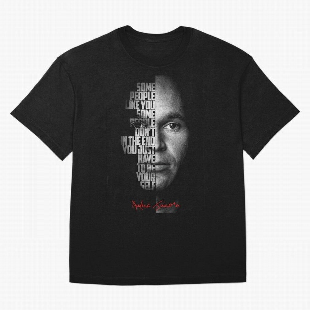 Black and white Andres Iniesta Quote. Oversized T-Shirt Celebrate Match Day Hype around FIFA World Cup 2026, Messi and Cristiano Ronaldo, England, France and Netherlands, Vintage Soccer Flavor, Modern Football Stars, National Flags and Final Night