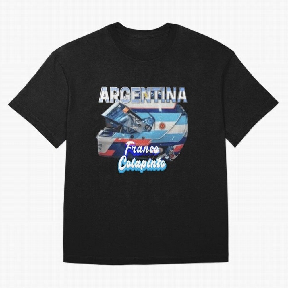 5306 Colapinto Helmet Argentina Oversized T-Shirt Share the Excitement of FIFA World Cup 2026 USA Canada Mexico Spirit, Filled with Argentina, Mbappe and Neymar, Retro Football Energy, Iconic Rivalries, Trophy Chase Drama and Stadium Atmosphere;