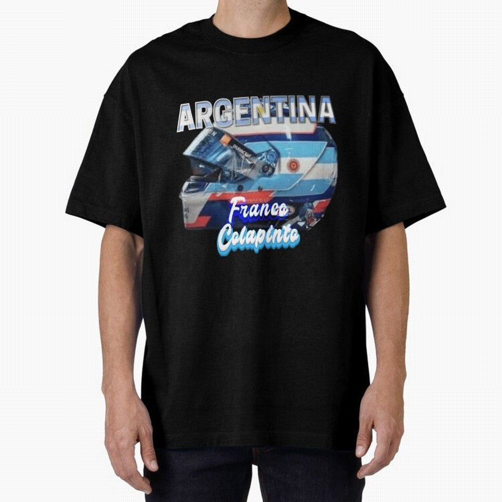 5306 Colapinto Helmet Argentina Oversized T-Shirt Share the Excitement of FIFA World Cup 2026 USA Canada Mexico Spirit, Filled with Argentina, Mbappe and Neymar, Retro Football Energy, Iconic Rivalries, Trophy Chase Drama and Stadium Atmosphere;