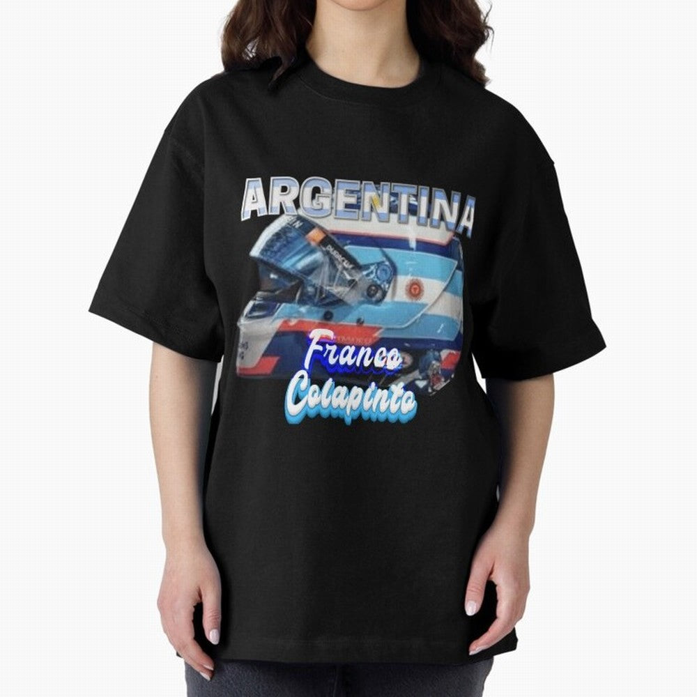 5306 Colapinto Helmet Argentina Oversized T-Shirt Share the Excitement of FIFA World Cup 2026 USA Canada Mexico Spirit, Filled with Argentina, Mbappe and Neymar, Retro Football Energy, Iconic Rivalries, Trophy Chase Drama and Stadium Atmosphere;