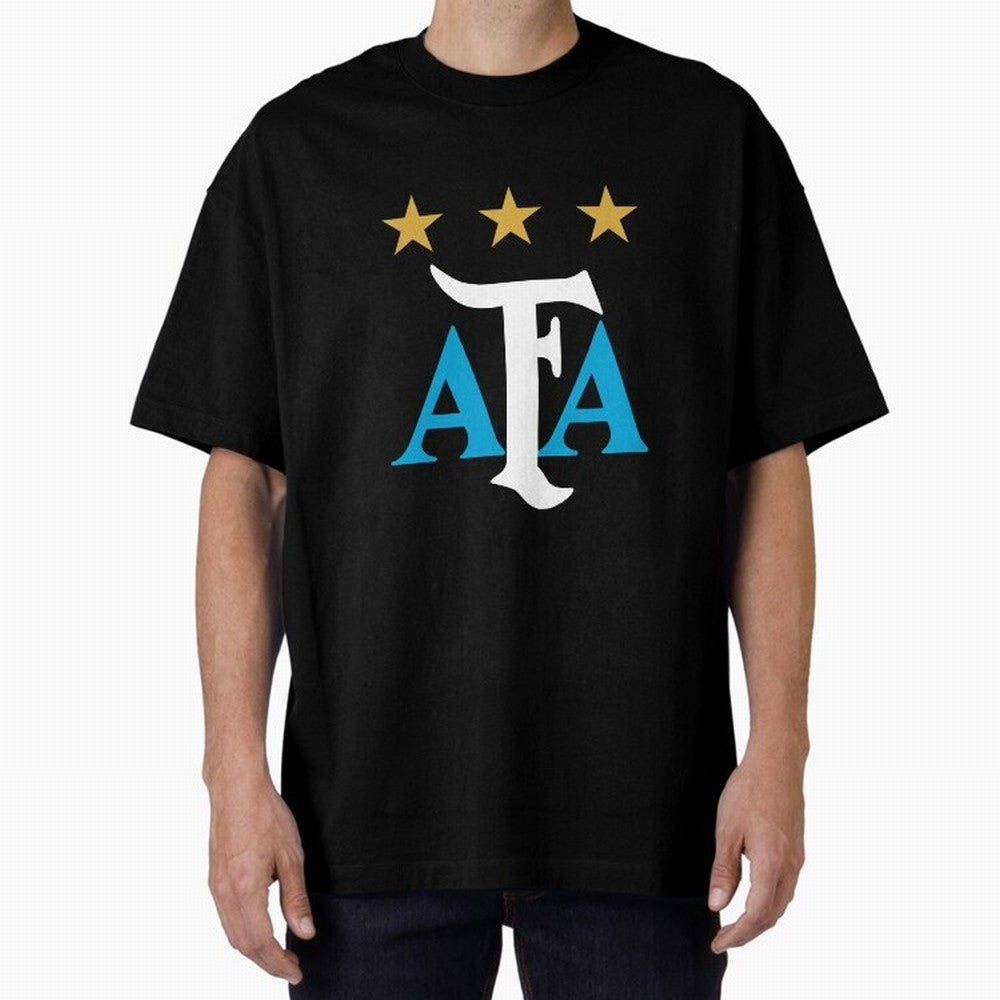 AFA logo - Argentina (light blue, white & gold) Oversized T-Shirt Represent Match Day Hype around FIFA World Cup 2026 USA Canada Mexico, Haaland and Mbappe, Netherlands, Classic Soccer Heritage, Championship Pressure, Fan Loyalty and International