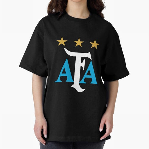 AFA logo - Argentina (light blue, white & gold) Oversized T-Shirt Represent Match Day Hype around FIFA World Cup 2026 USA Canada Mexico, Haaland and Mbappe, Netherlands, Classic Soccer Heritage, Championship Pressure, Fan Loyalty and International
