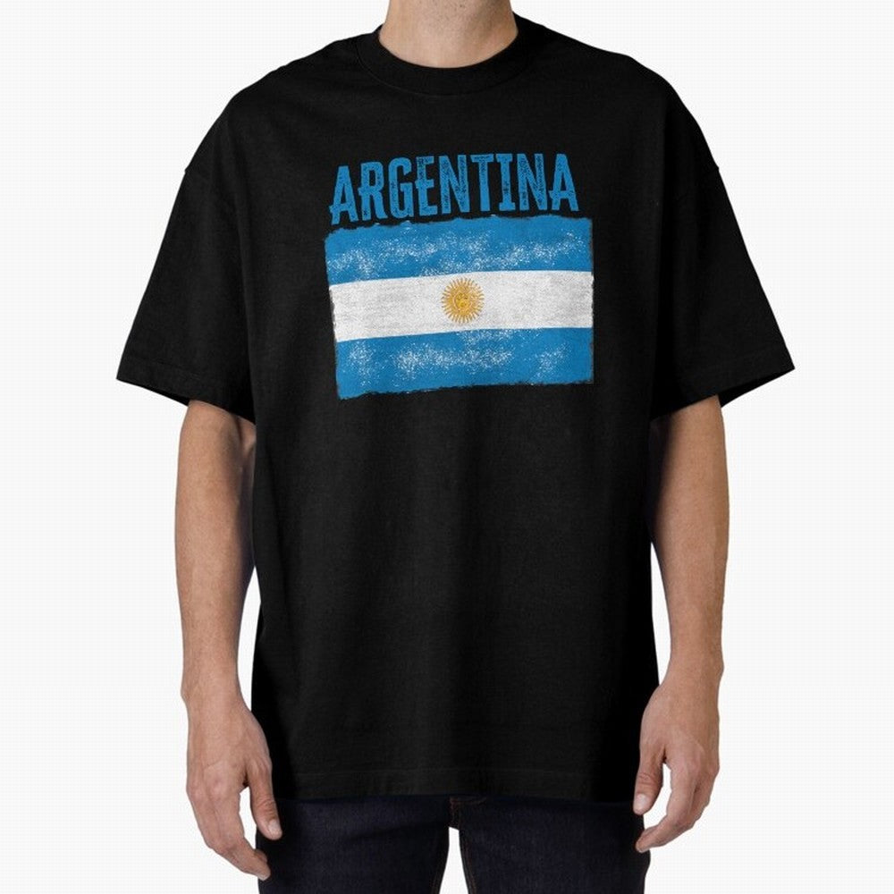 Argentina Oversized T-Shirt Celebrate Football Dreams Across FIFA World Cup 2026 Group Stage Spirit, Capturing England, Messi and Cristiano Ronaldo, Goal Celebration Energy, Supporter Heritage, Football Icons and Worldwide Tournament Joy; Made for