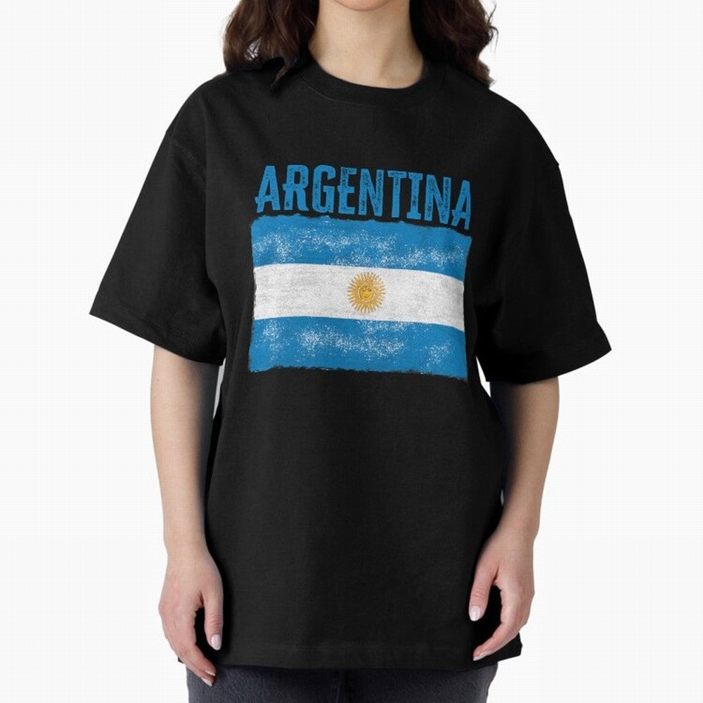 Argentina Oversized T-Shirt Celebrate Football Dreams Across FIFA World Cup 2026 Group Stage Spirit, Capturing England, Messi and Cristiano Ronaldo, Goal Celebration Energy, Supporter Heritage, Football Icons and Worldwide Tournament Joy; Made for