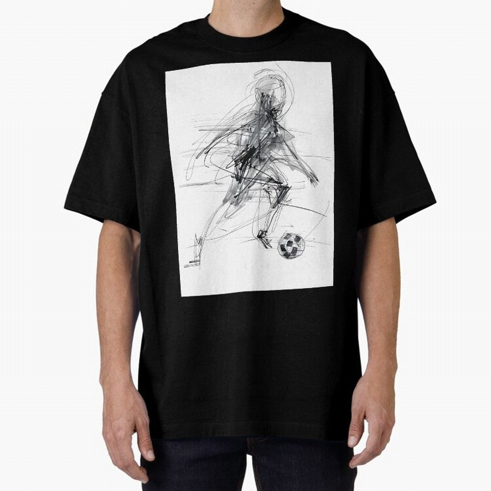 Abstract Soccer Player Sketch ¡ª Minimal Line Art Design Premium T-Shirt Capture Stadium Memories from Match Day Hype around FIFA World Cup 2026, Haaland, France, Worldwide Fan Energy, Dramatic Goals, Stadium Lights and Championship Celebrations;