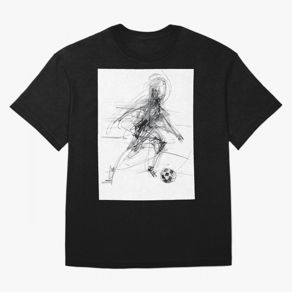 Abstract Soccer Player Sketch ¡ª Minimal Line Art Design Premium T-Shirt Capture Stadium Memories from Match Day Hype around FIFA World Cup 2026, Haaland, France, Worldwide Fan Energy, Dramatic Goals, Stadium Lights and Championship Celebrations;