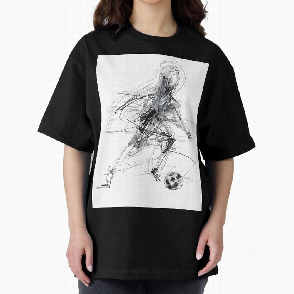 Abstract Soccer Player Sketch ¡ª Minimal Line Art Design Premium T-Shirt Capture Stadium Memories from Match Day Hype around FIFA World Cup 2026, Haaland, France, Worldwide Fan Energy, Dramatic Goals, Stadium Lights and Championship Celebrations;