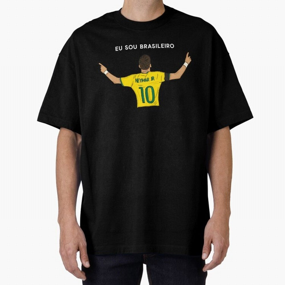 Neymar Jr Brazil Oversized T-Shirt Keep Football History Alive during FIFA World Cup 2026 with Haaland and Mbappe, France Energy, Vintage Soccer Flavor, Modern Football Stars, National Flags and Final Night Emotion; Great for Supporters Who Love