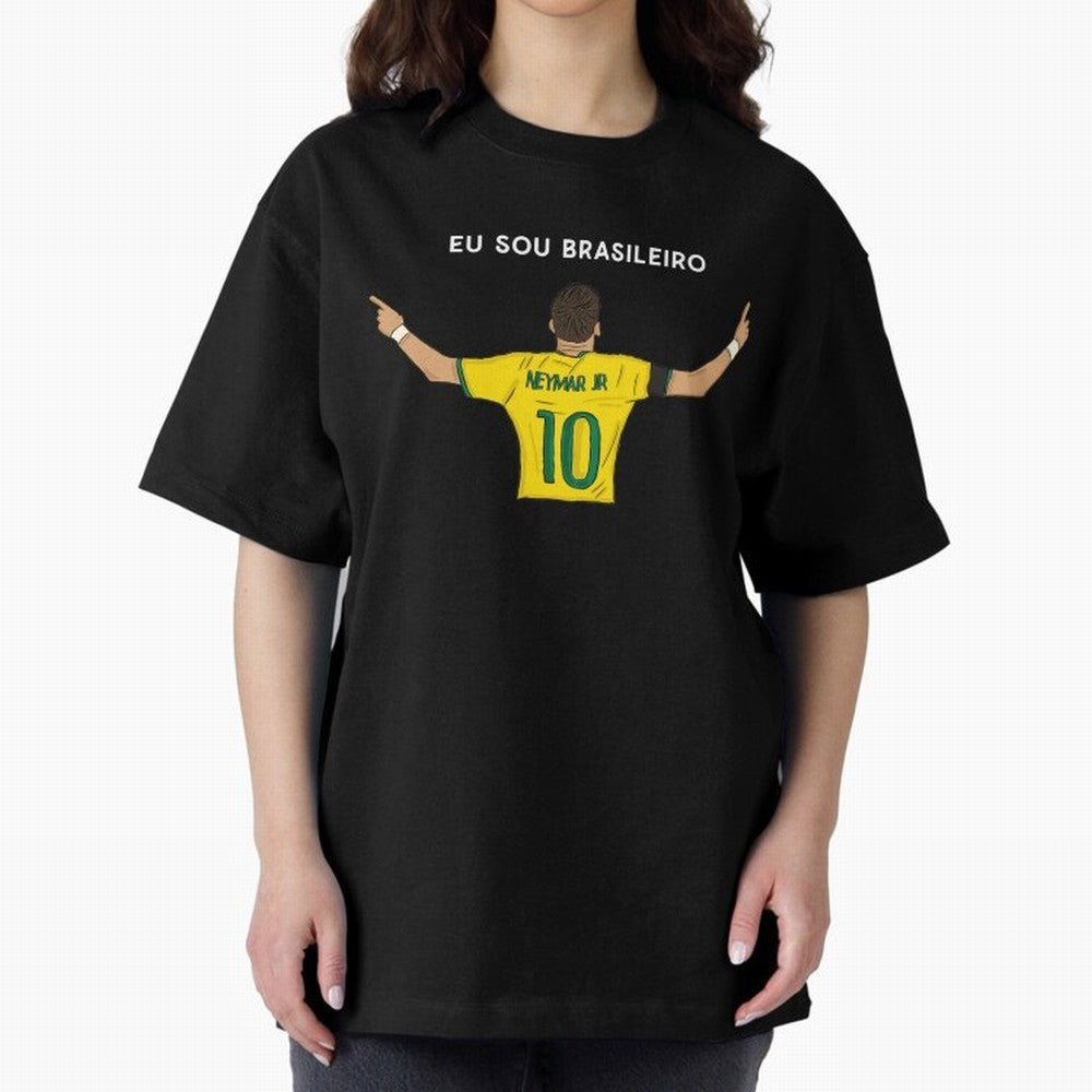 Neymar Jr Brazil Oversized T-Shirt Keep Football History Alive during FIFA World Cup 2026 with Haaland and Mbappe, France Energy, Vintage Soccer Flavor, Modern Football Stars, National Flags and Final Night Emotion; Great for Supporters Who Love