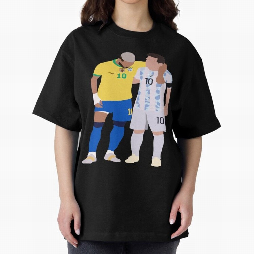 Messi and Neymar Copa America Friends Oversized T-Shirt Join Match Day Hype around FIFA World Cup 2026 USA Canada Mexico, Cristiano Ronaldo, Spain and Netherlands, Stadium Chants, National Pride, Trophy Dreams and Unforgettable Football Memories;