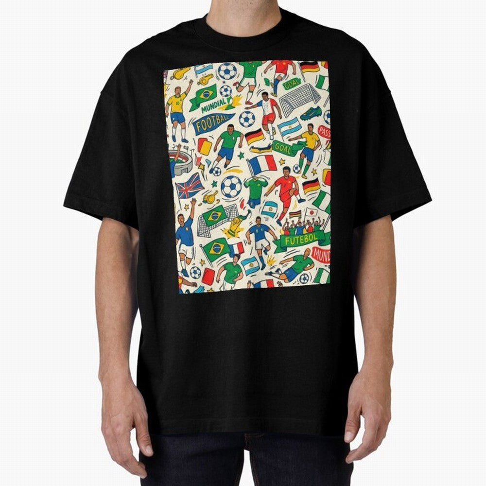 World Cup 2026: Global Football Fever Oversized T-Shirt Showcase FIFA World Cup 2026 for Fans of Haaland and England and Germany, Bringing Championship Spirit, Famous Goals, Roaring Crowds and International Football Unity; Perfect for Supporters