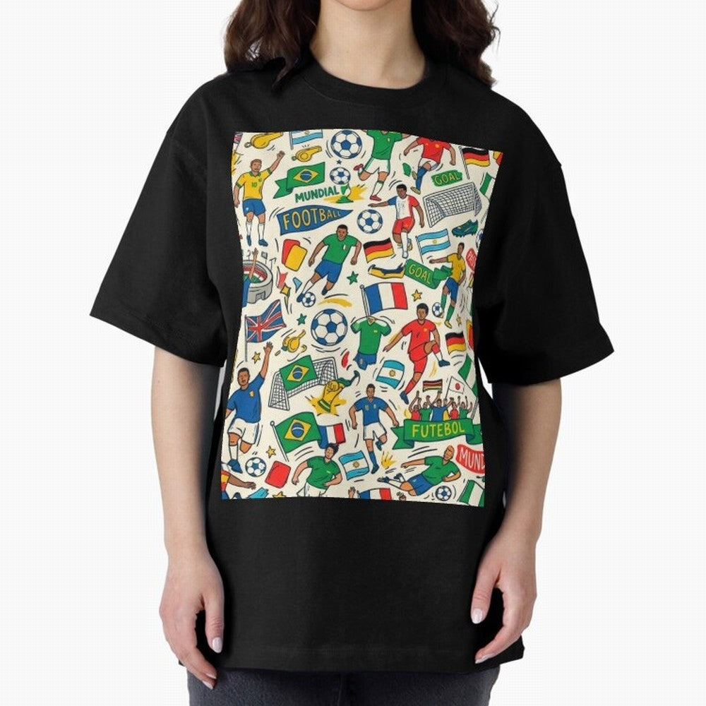 World Cup 2026: Global Football Fever Oversized T-Shirt Showcase FIFA World Cup 2026 for Fans of Haaland and England and Germany, Bringing Championship Spirit, Famous Goals, Roaring Crowds and International Football Unity; Perfect for Supporters