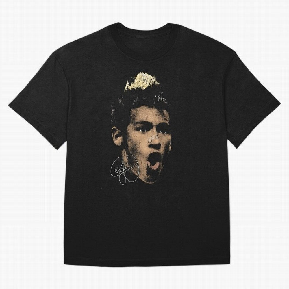 Young Neymar Illustration Oversized T-Shirt Bring Legendary Rivalry Energy to Global Football Passion for FIFA World Cup 2026, Inspired by Neymar, Haaland and Cristiano Ronaldo, Germany, Stadium Memories, Football Loyalty, International Chants and